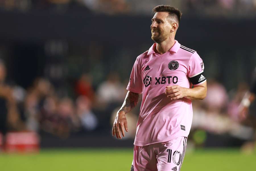 Lionel Messi of Inter Miami reacts in the first half against Nashville