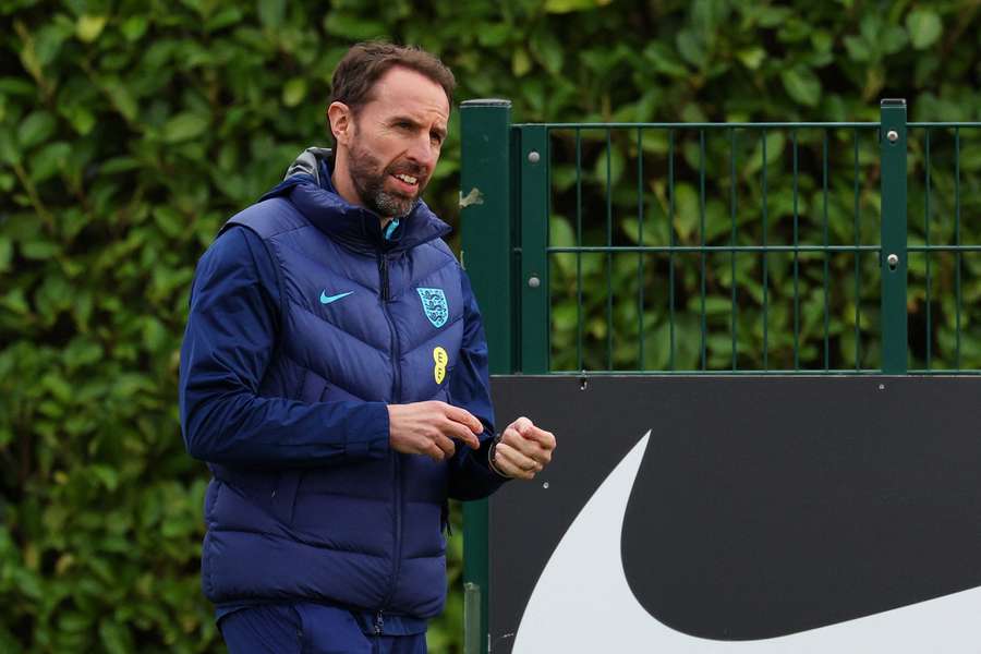 Southgate watched on during England training