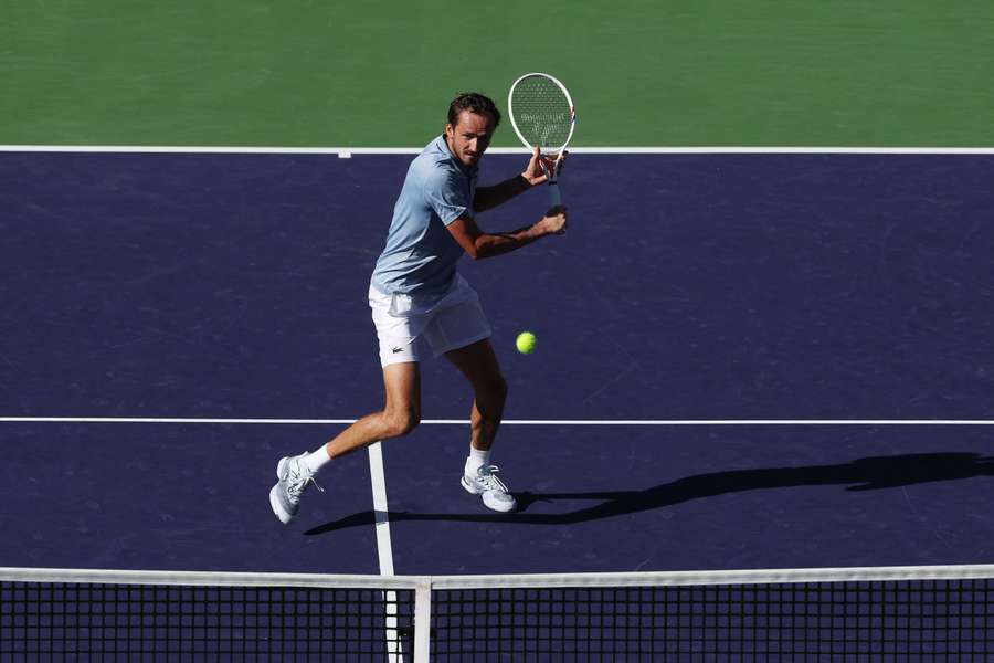 Daniil Medvedev in action during the Indian Wells semi-finals.