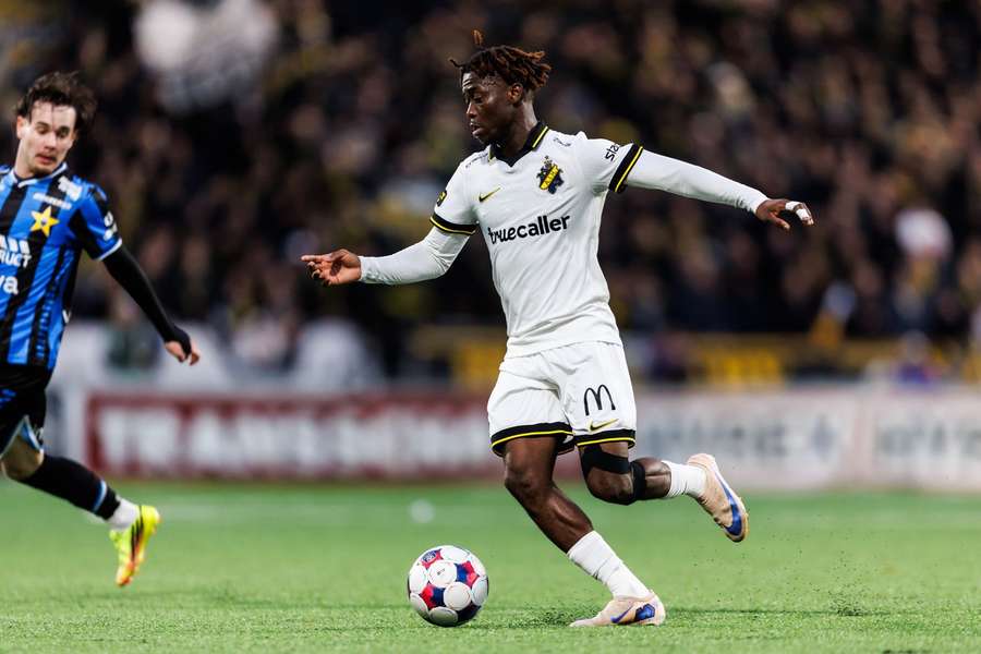 Axel Kouame in action for AIK at Sirius Axel Kouame in action for AIK at Sirius