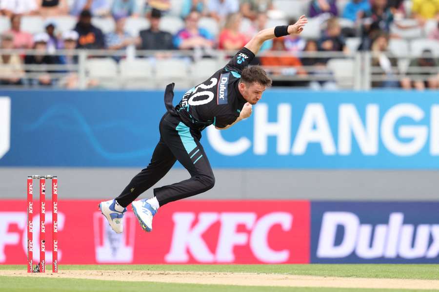 Adam Milne bending his back for New Zealand in 2024. Adam Milne bending his back for New Zealand in 2024.