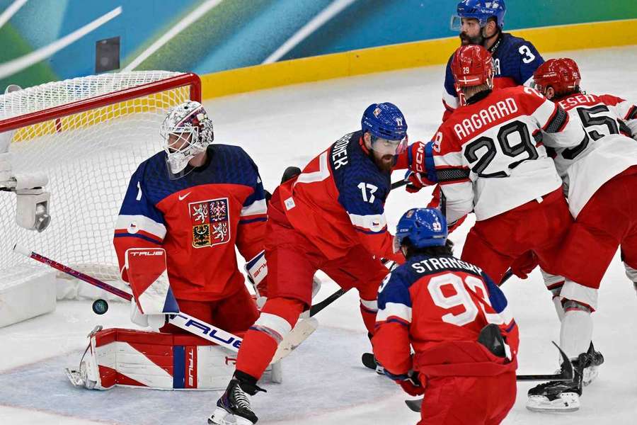 Nick Olesen scores his team's second goal against Czech Republic's Nick Olesen scores his team's second goal against Czech Republic's