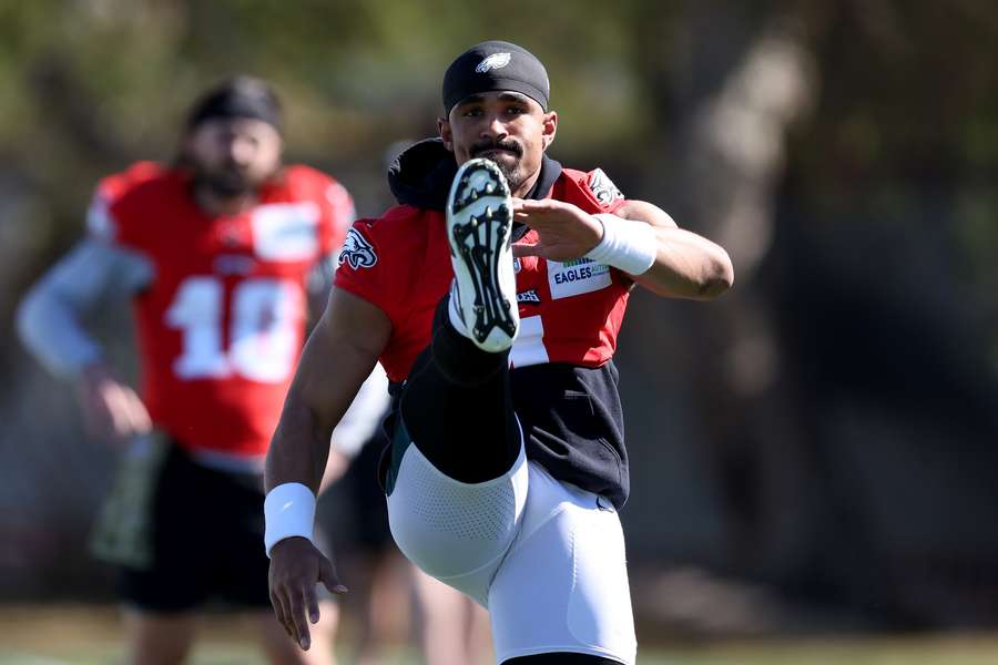 Jalen Hurts in training with the Philadelphia Eagles