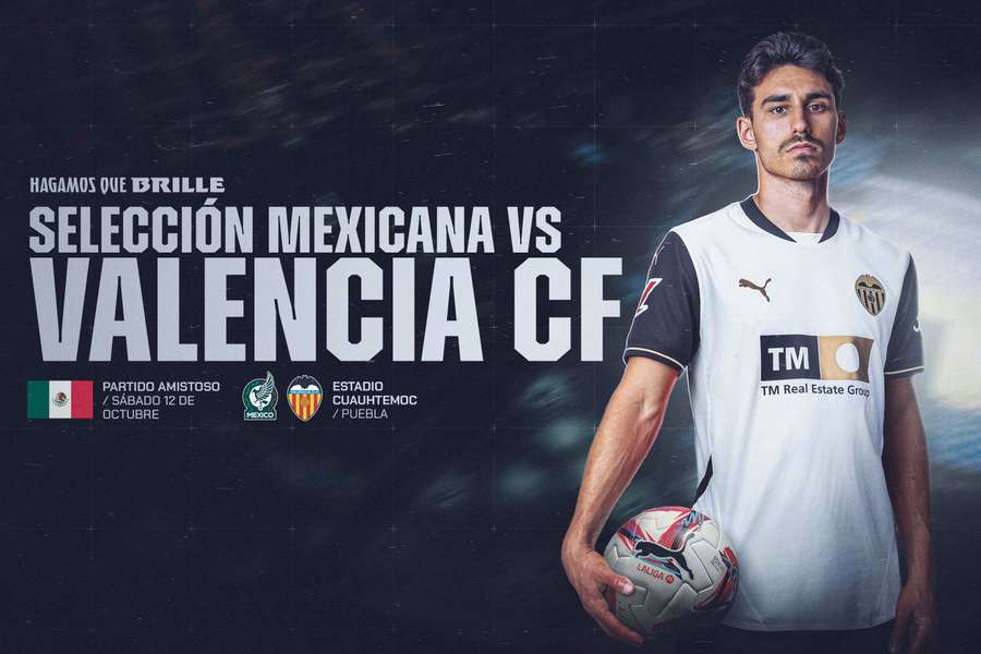 Cartaz de anúncio do jogo amigável entre o México e o Valência CF