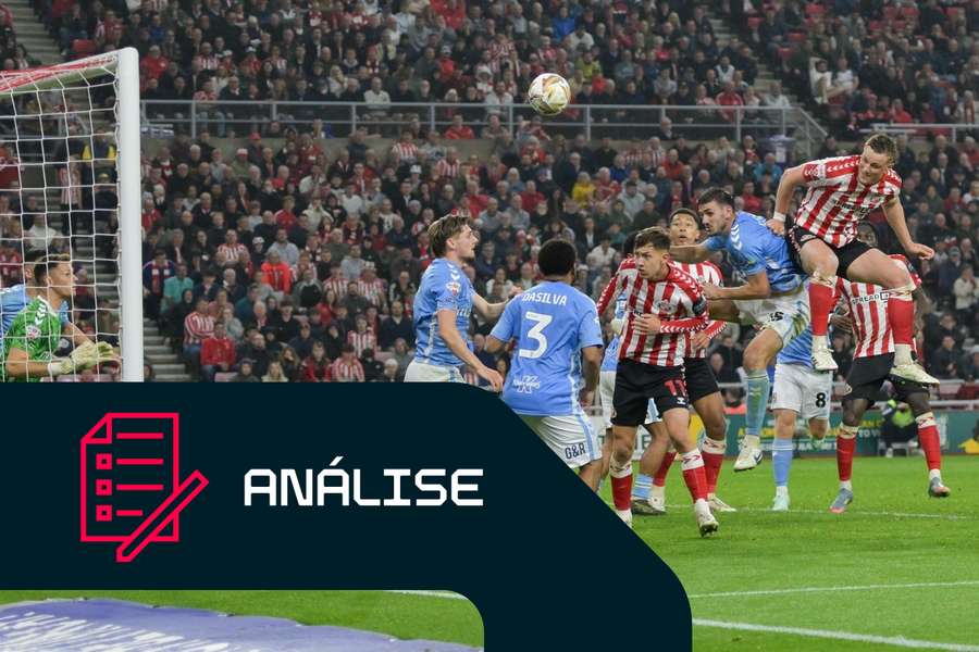 Daniel Ballard, do Sunderland, marcou o golo da vitória aos 120 minutos da segunda mão das meias-finais do play-off contra o Coventry Daniel Ballard, do Sunderland, marcou o golo da vitória aos 120 minutos da segunda mão das meias-finais do play-off contra o Coventry