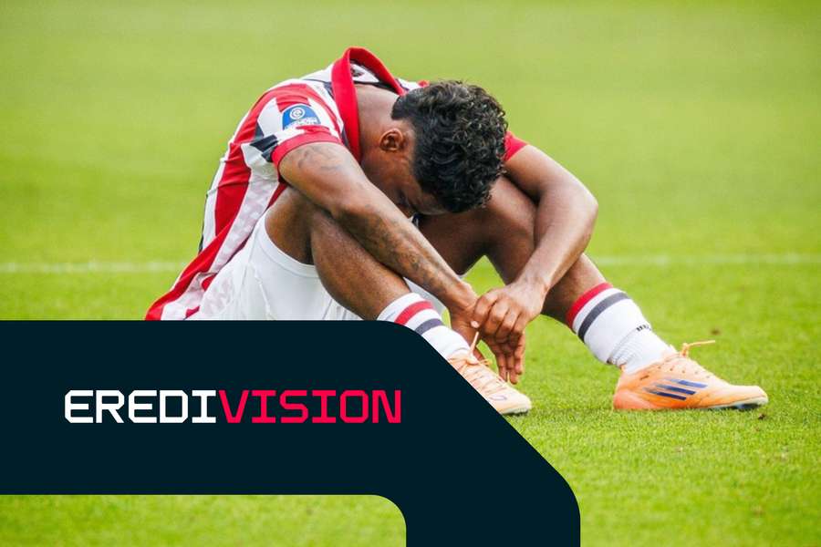 Willem II's Jaden Slory sulks after the match against NEC Willem II's Jaden Slory sulks after the match against NEC