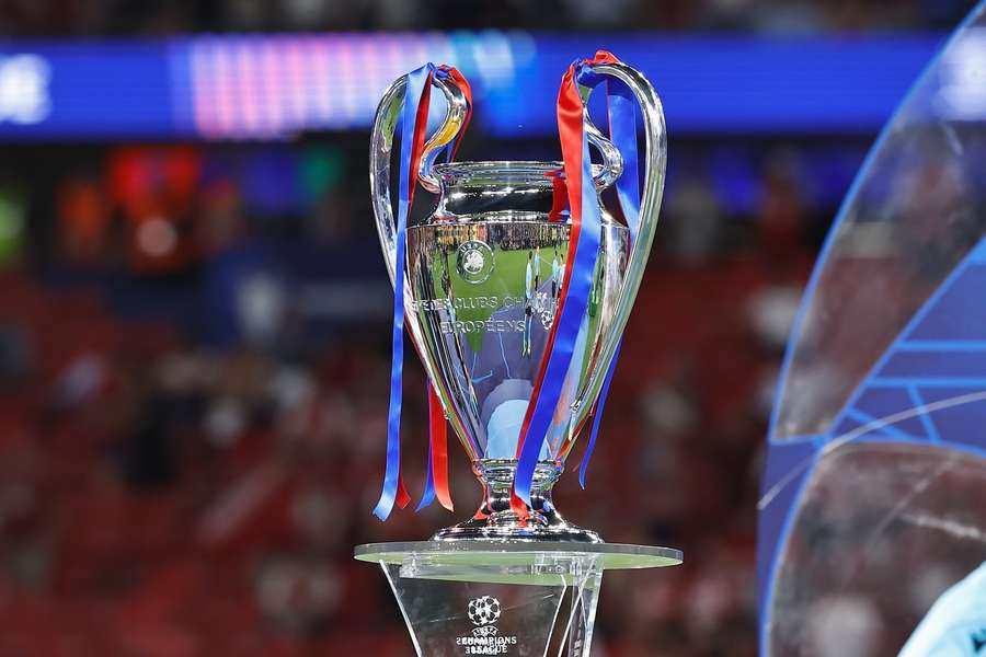 The Champions League trophy on display