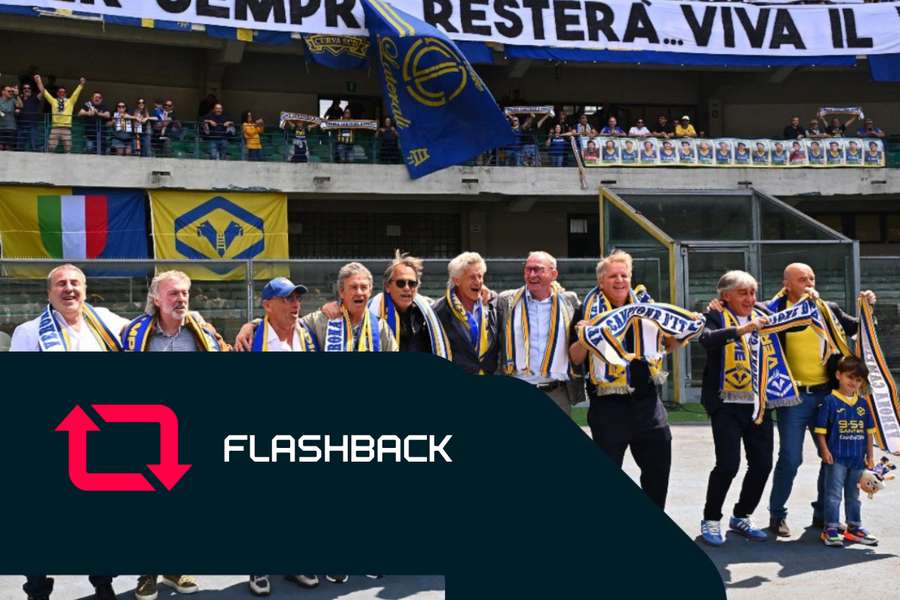 Campeões do Scudetto de 1984/1985 homenageados pelo Hellas Verona