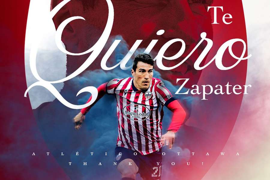 Alberto Zapater joga no Atlético Ottawa