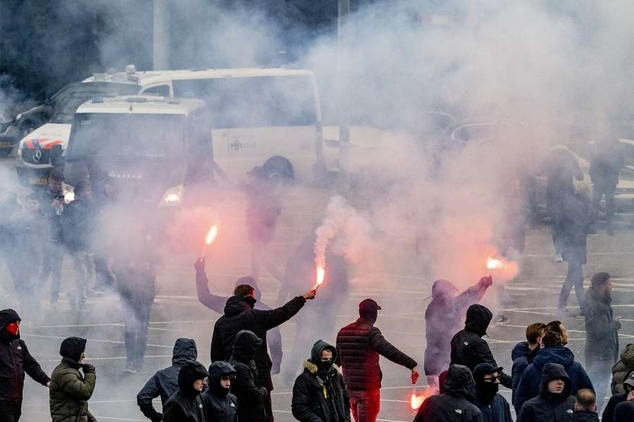 Feyenoord-fans før en kamp i den hollandske Æresdivision mod Ajax