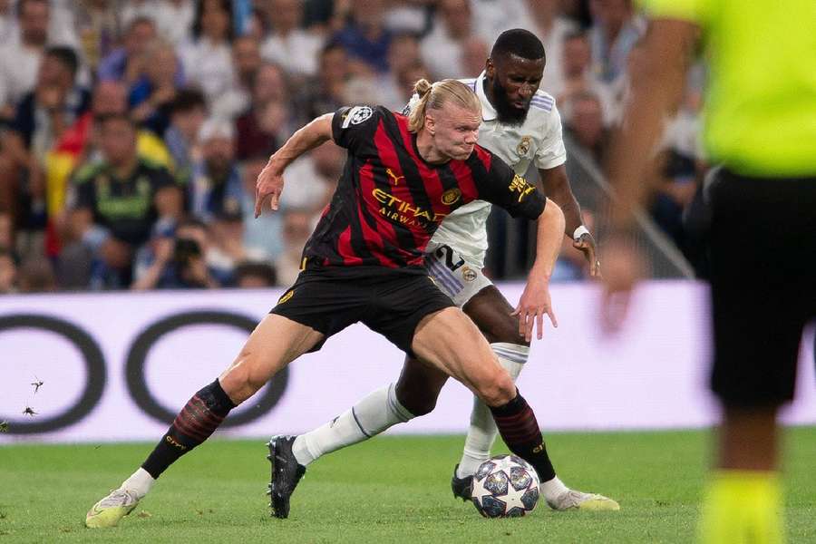 Haaland was shackled by Rudiger in the first leg