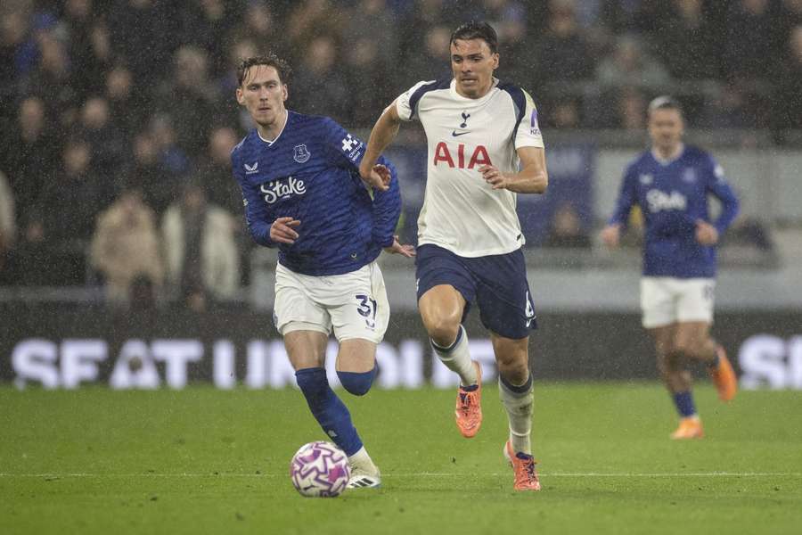 Tottenham's Joao Palhinha in action against Everton