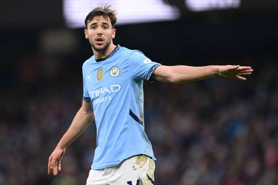 Nico Gonzalez reacts during the Premier League match between Manchester City FC and Newcastle United