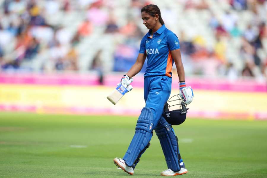 Kaur expressed frustration over her dismissal by hitting the wickets with her bat