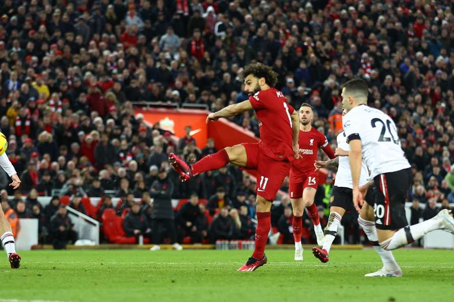 Liverpool's Mohamed Salah scores their fourth goal