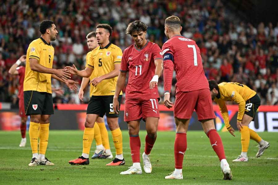 Portugal's Joao Felix celebrates scoring the only goal against Wales