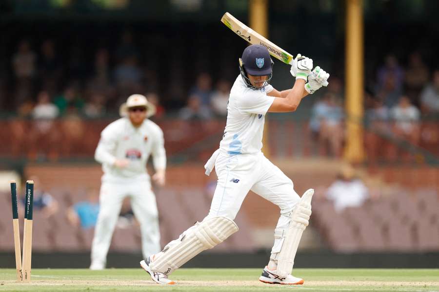 Sam Konstas is dismissed bowled by Nathan McAndrew in a Sheffield Shield game in February.