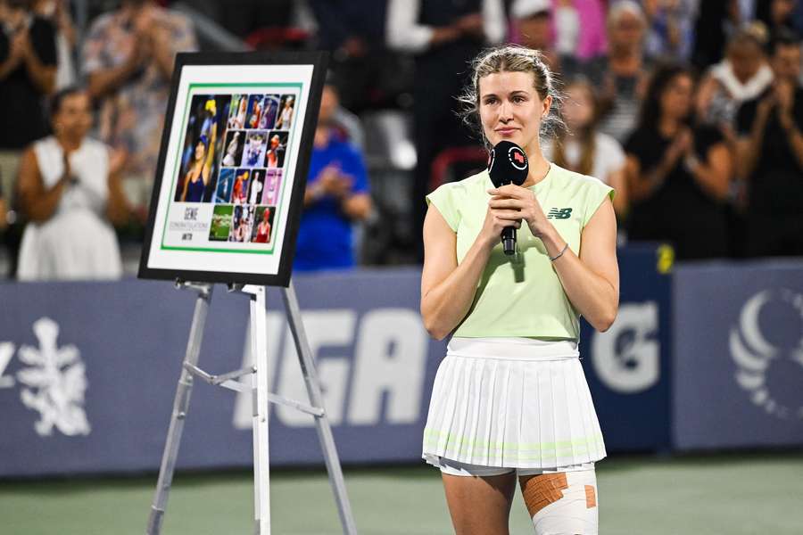Eugenie Bouchard speaks to her home crowd after final match of career Eugenie Bouchard speaks to her home crowd after final match of career