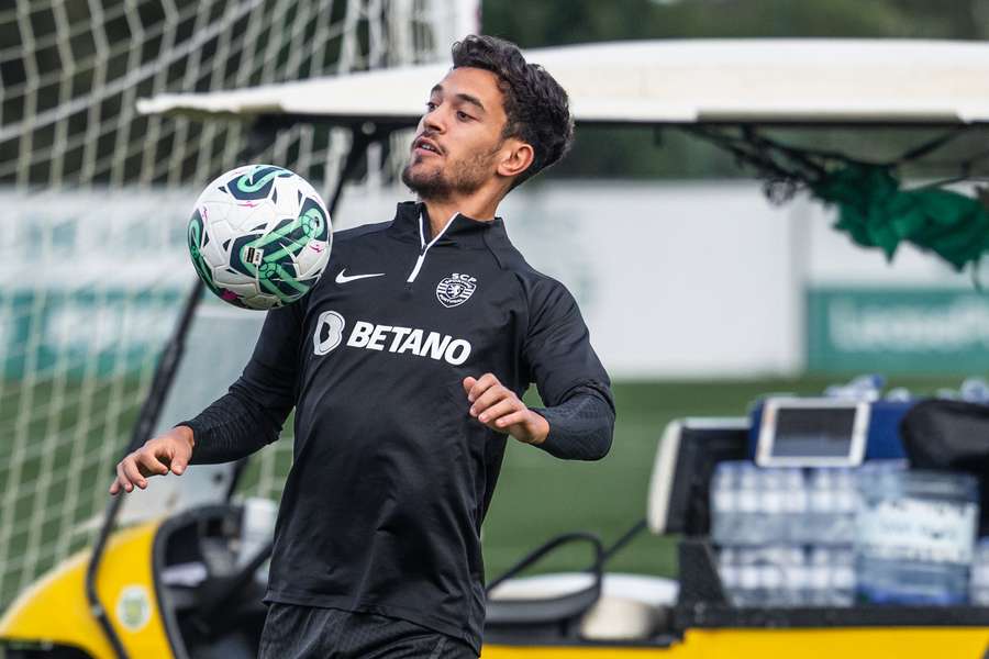 Pedro Gonçalves no treino do Sporting deste sábado