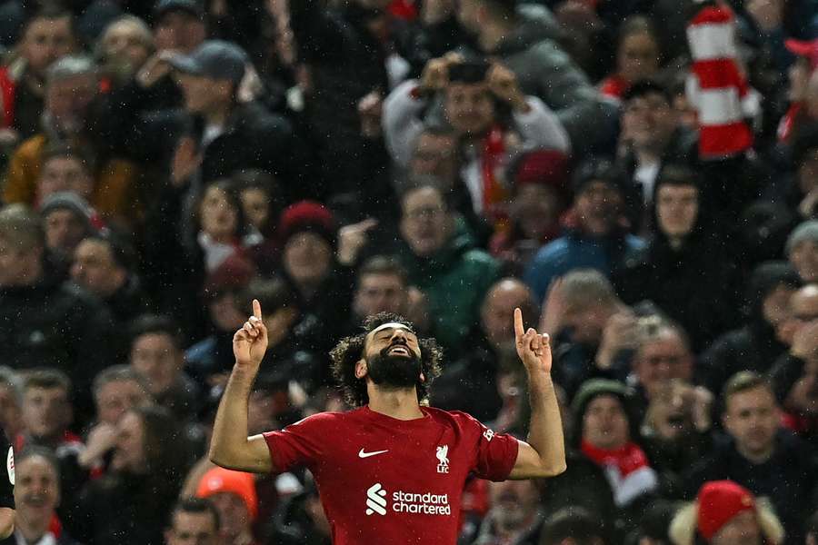 Salah esulta dopo un gol