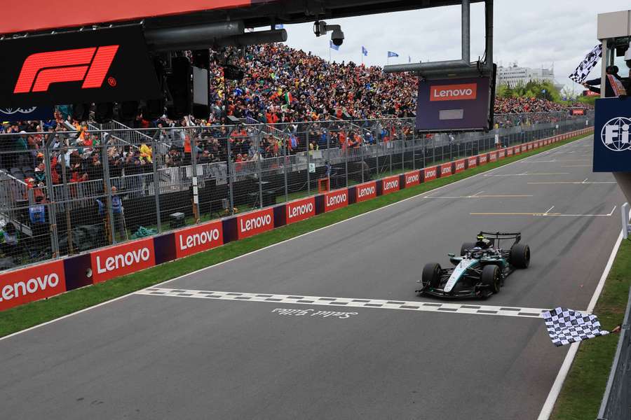 Kimi Antonelli crosses the line at the Canadian Grand Prix