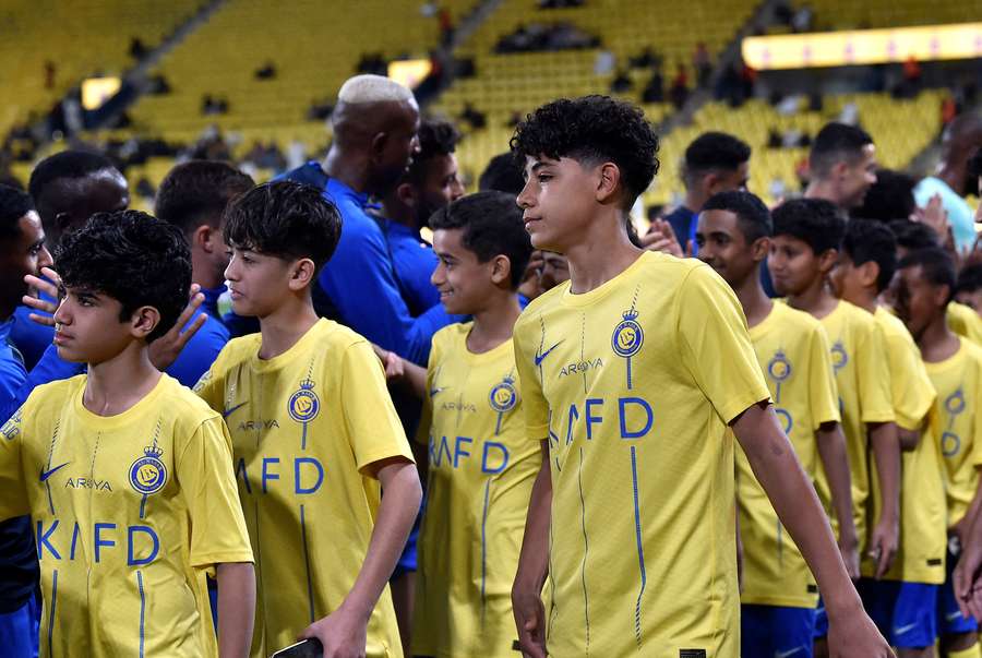 Cristiano Ronaldo Jr seen before an Al Nassr match