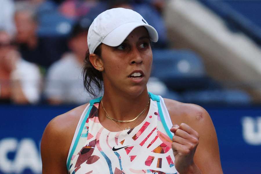 Madison Keys reacts during her second round match against Belgium's Yanina Wickmayer