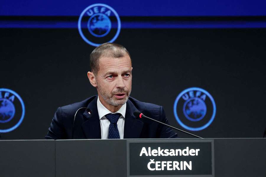 Aleksander Ceferin, président de l'UEFA, lors d'une conférence de presse.
