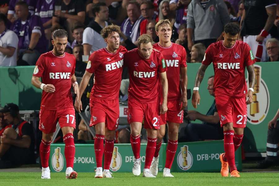 Davie Selke (r.), Timo Hübers (2. v. r.) und Mark Uth stehen bald wieder für den 1. FC Köln zur Verfügung.