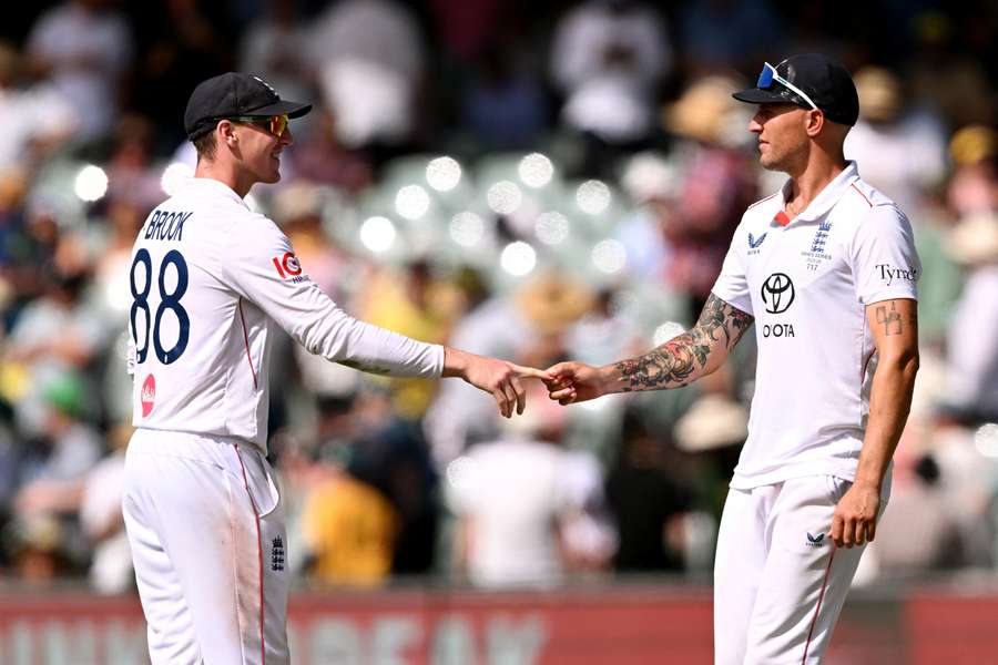 Brydon Carse (right) with teammate Harry Brook in a Test match for England Brydon Carse (right) with teammate Harry Brook in a Test match for England