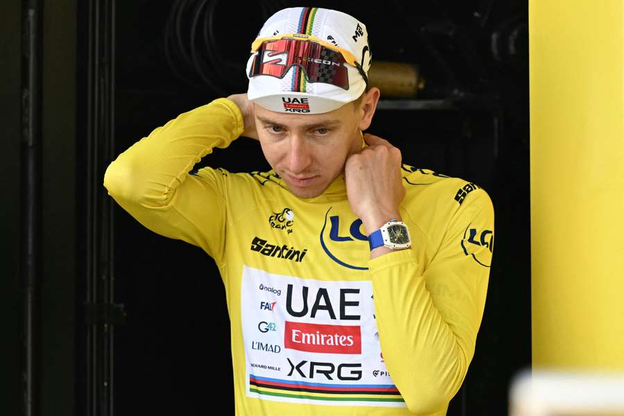Tadej Pogacar with the yellow jersey after stage 9 of the Tour de France