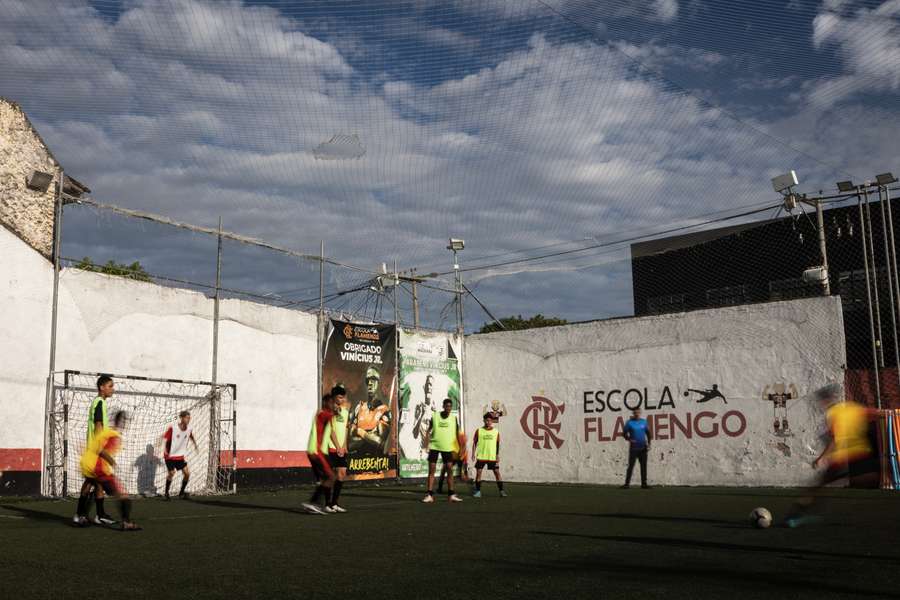 Los jóvenes del Flamengo, en un entrenamiento