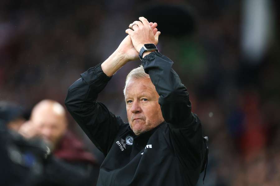 Sheffield United manager Chris Wilder applauds the fans