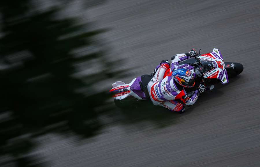 Ducati Pramac rider Johann Zarco steers his motorbike