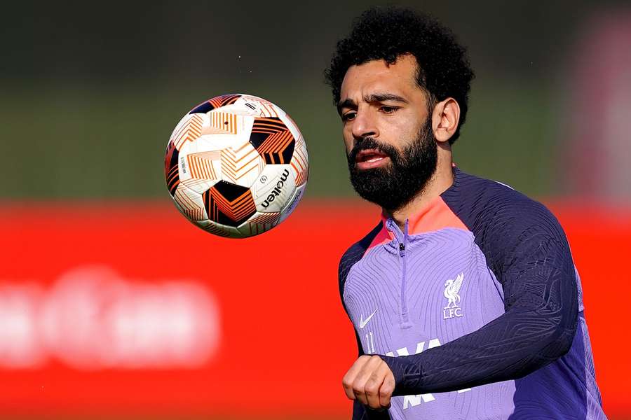 Salah op de woensdagtraining van Liverpool