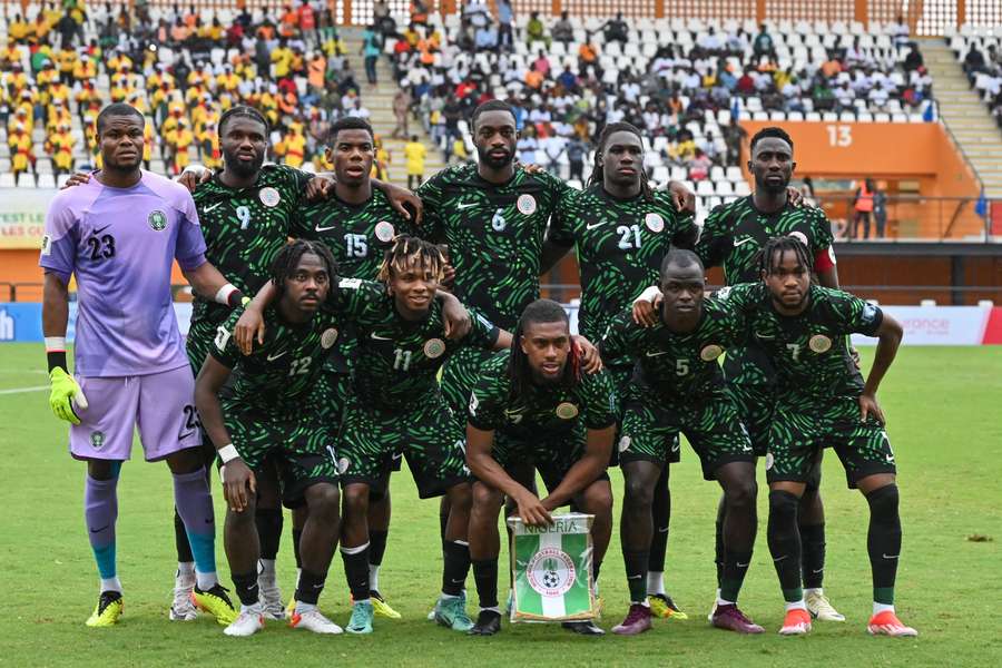 Nigeria's players pose for a team photo ahead of a World Cup qualifier in June 2024