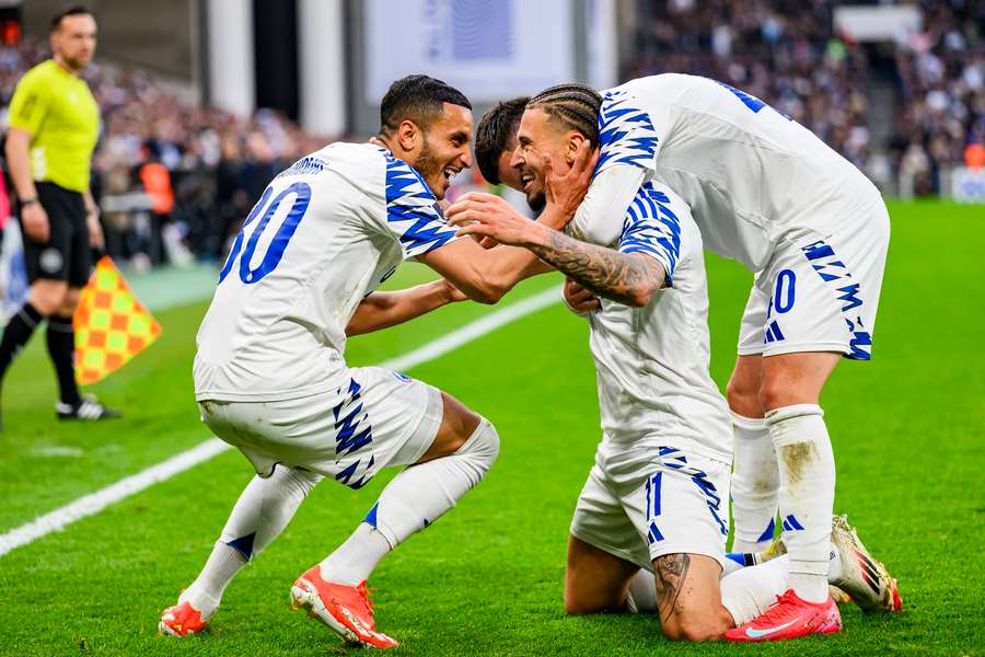 FC Copenhagen celebrate Jordan Larsson's goal for 2-0