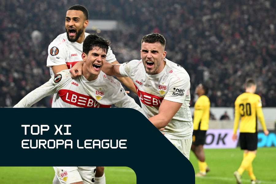 Chema Andrés festeggia il suo gol con lo Stoccarda