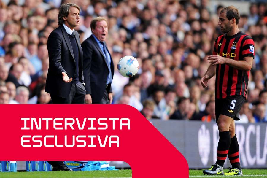 Pablo Zabaleta e Roberto Mancini