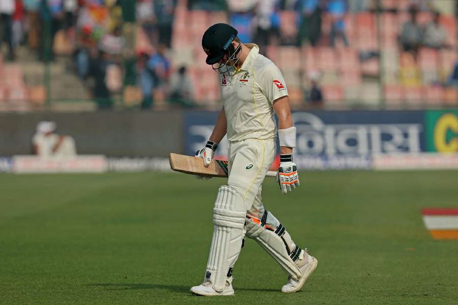 Steve Smith walks after losing his wicket in Delhi
