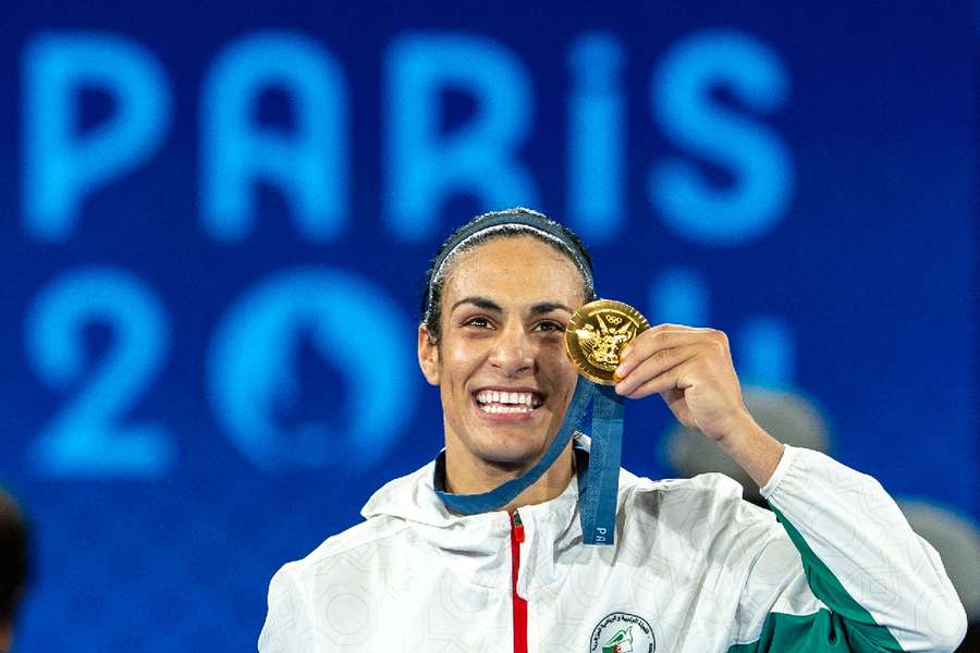 Khelif celebrates gold medal