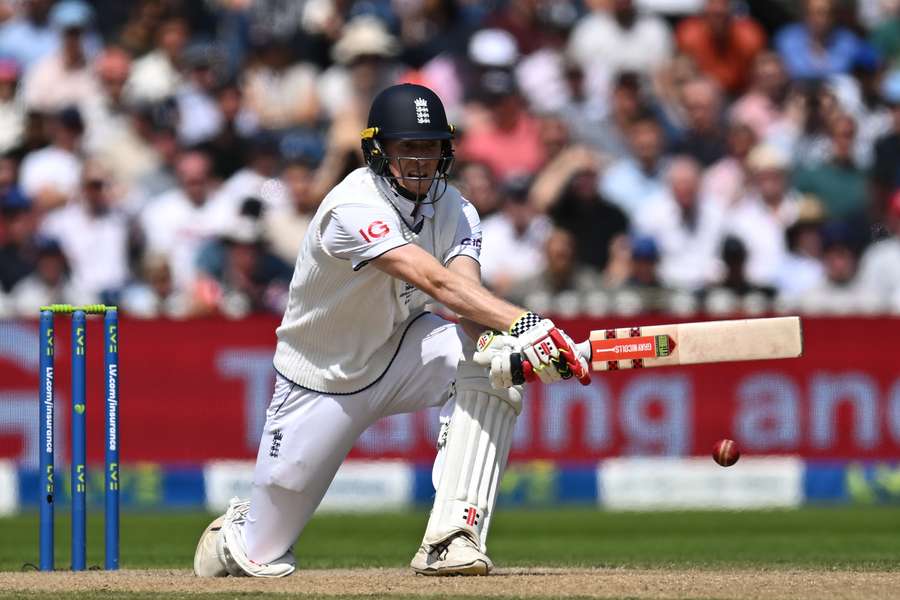 England's Zak Crawley plays a reverse sweep on day two of the fourth Ashes cricket Test match between England and Australia