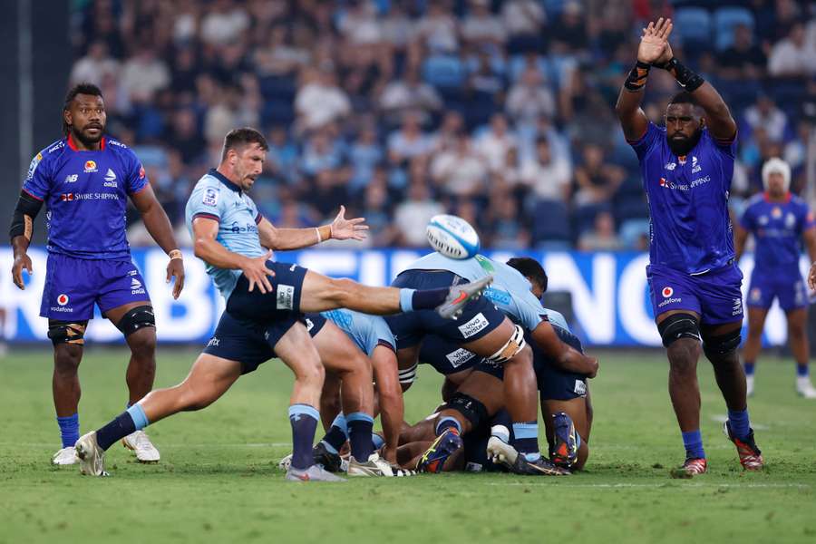 NSW's Jake Gordon kicks the ball during last weekend's win over Fijian Drua.