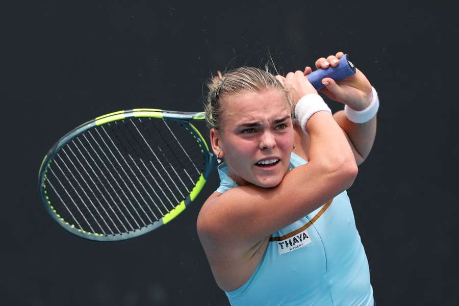 Sára Bejlek plays a backhand during her first round loss to Ashlyn Krueger on Tuesday.