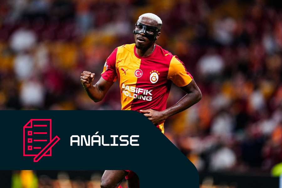 Victor Osimhen, do Galatasaray, celebra após marcar frente ao Stade Rennes Victor Osimhen, do Galatasaray, celebra após marcar frente ao Stade Rennes