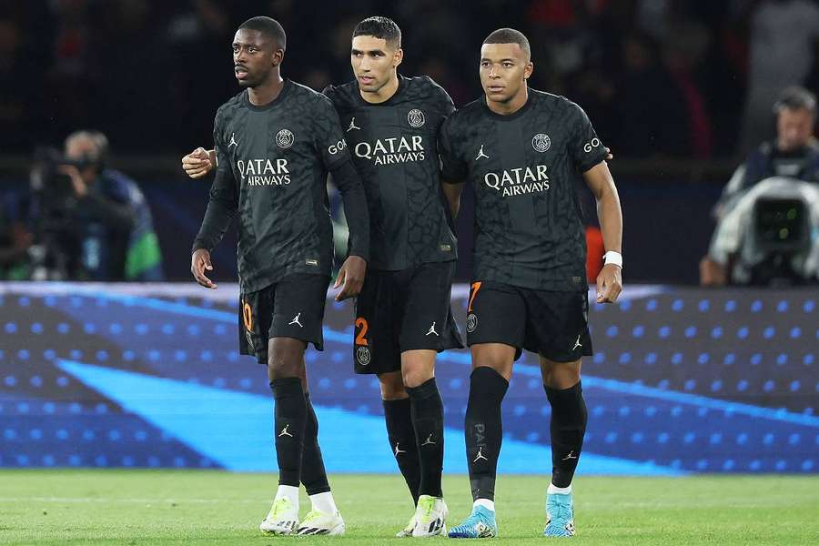 Les buteurs Mbappé et Hakimi aux côtés de Dembélé. Les buteurs Mbappé et Hakimi aux côtés de Dembélé.