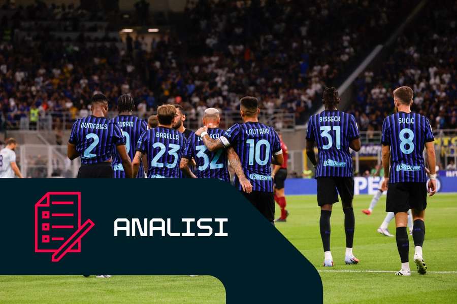 L'Inter dopo il gol dell'1-0 all'Udinese L'Inter dopo il gol dell'1-0 all'Udinese
