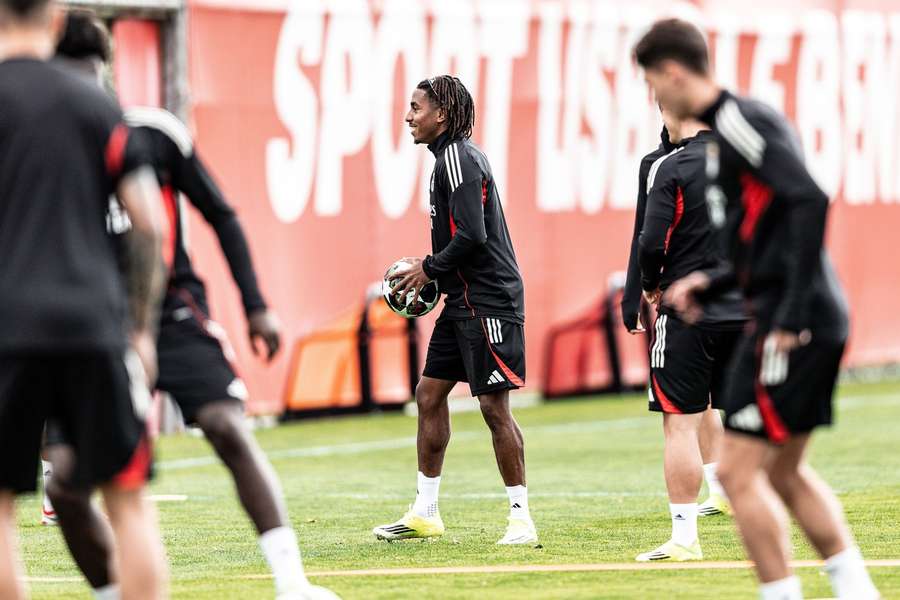 Leandro Barreiro no treino do Benfica