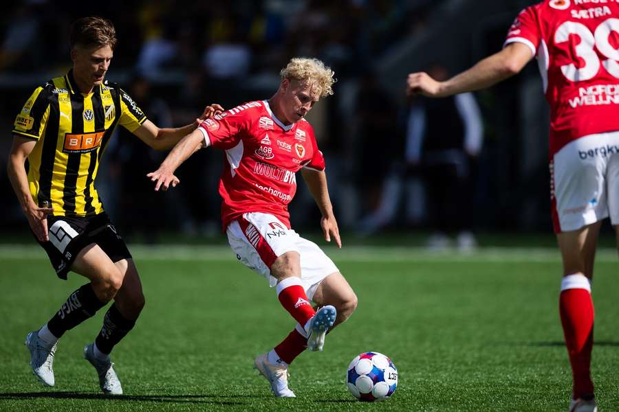 Kalmar's Fabian Bjorklund protects the ball Kalmar's Fabian Bjorklund protects the ball