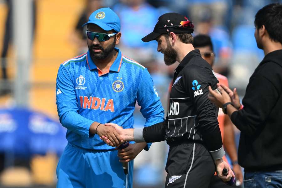 India captain Rohit Sharma shakes hands with New Zealand's Kane Williamson
